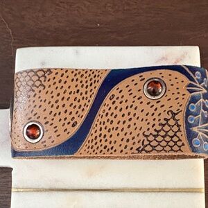 Plunder Artistic Brown and Blue Leather Bracelet